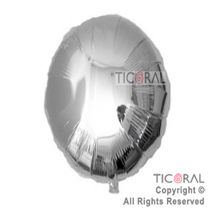 GLOBO MYLAR REDONDO 18 PLATA METALIZADO ENVASADO HS441-5 X 1(x 5)